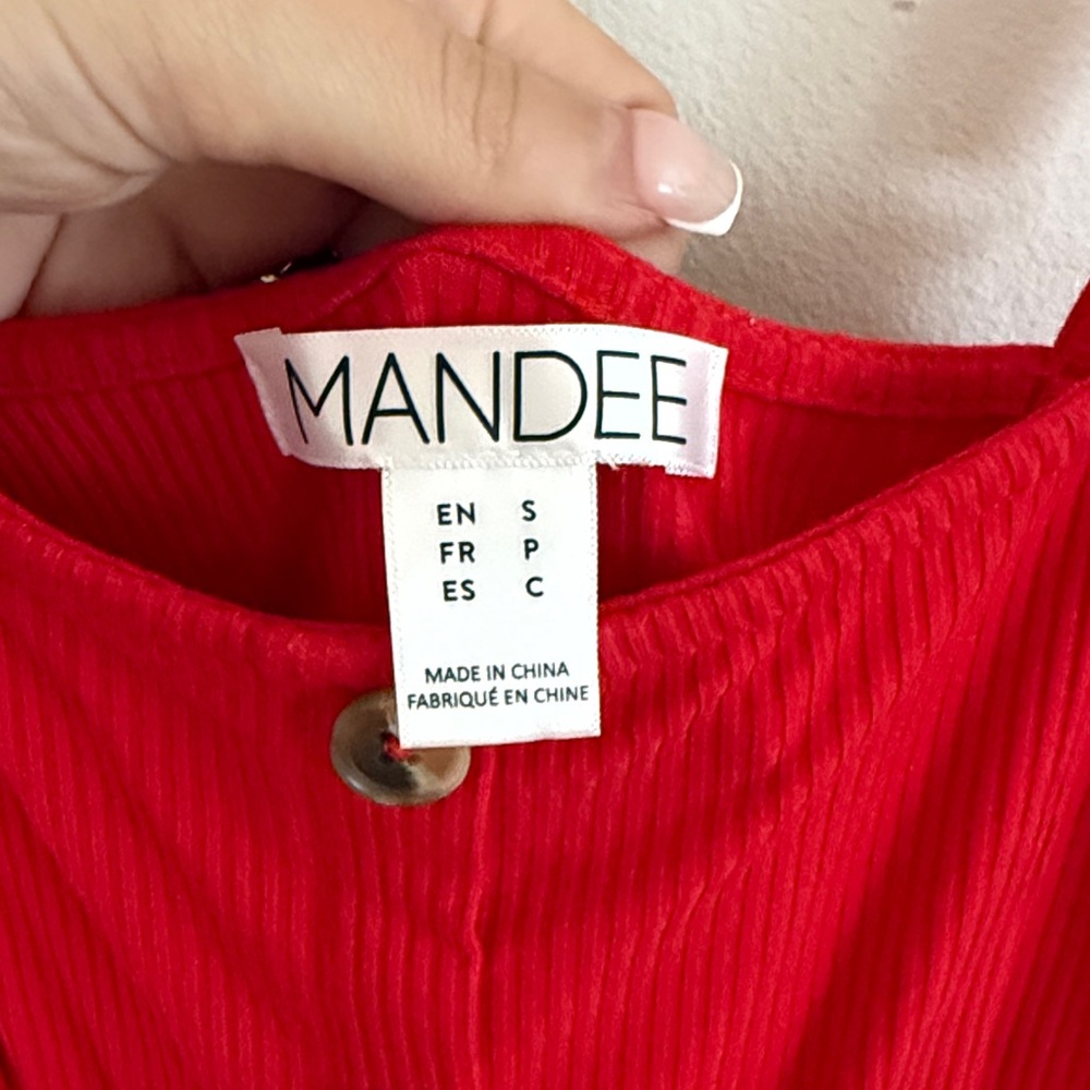 Mandee Vibrant Red Top with Button Detail - Picture 2 of 3